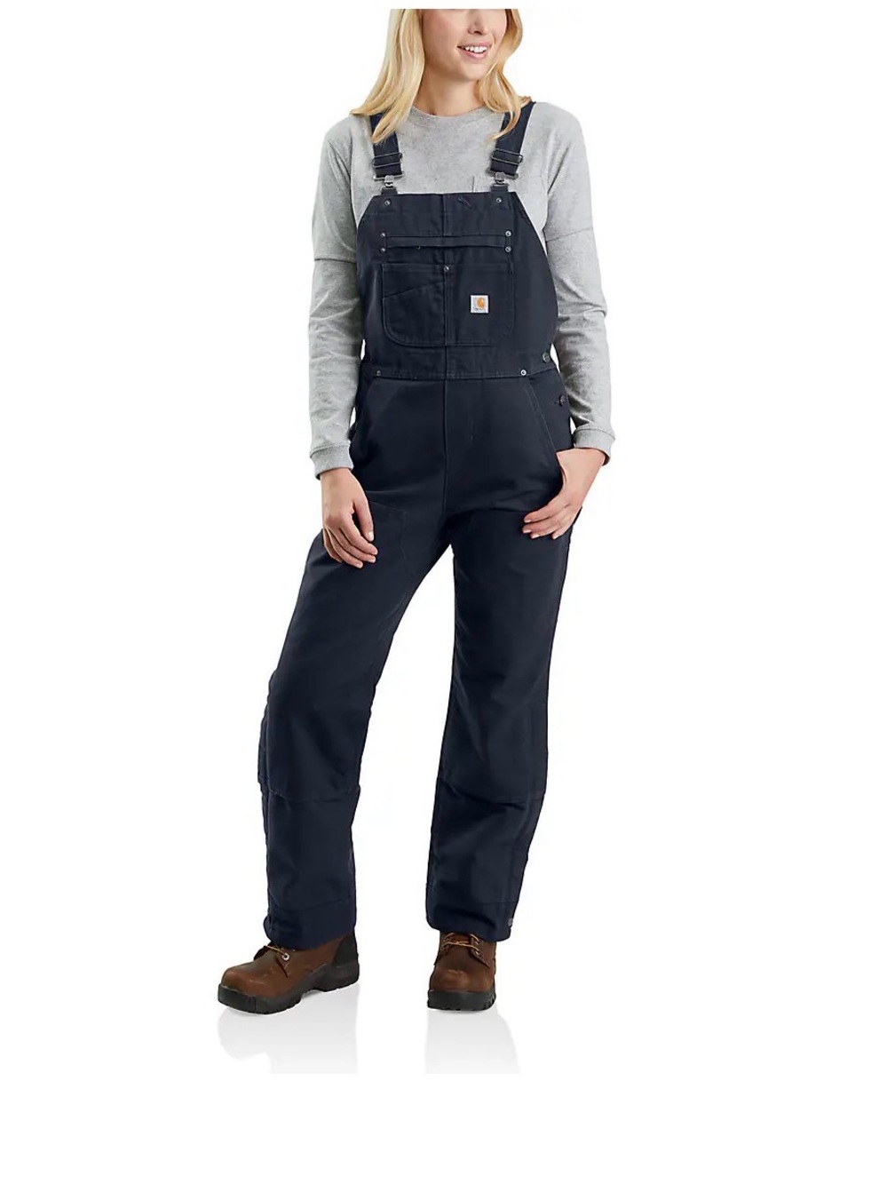 Women's Washed Duck Insulated Bib Overall Navy